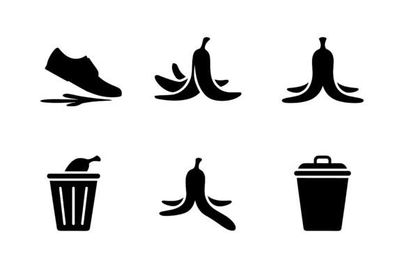 Banana Peel Slip Vector Silhouette Set Review