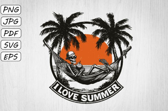 I Love Summer Skeleton Hammock Clipart Review
